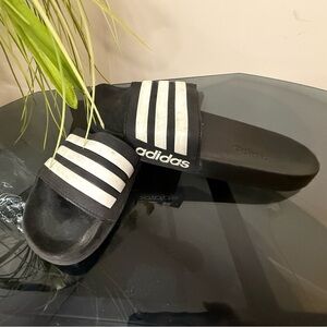 Adidas Black and White Slide Sandals